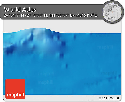 Physical 3D Map of the Area around 26° 50' 27" N, 145° 25' 30" E