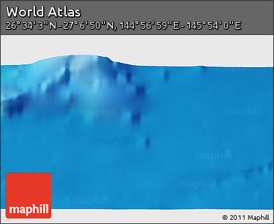 Physical 3D Map of the Area around 26° 50' 27" N, 145° 25' 30" E