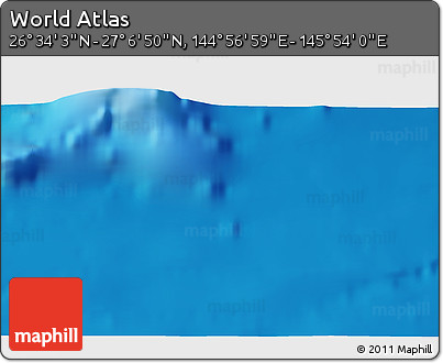 Physical 3D Map of the Area around 26° 50' 27" N, 145° 25' 30" E