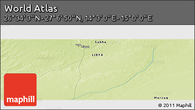 Physical Panoramic Map of the Area around 26° 50' 27" N, 14° 31' 30" E