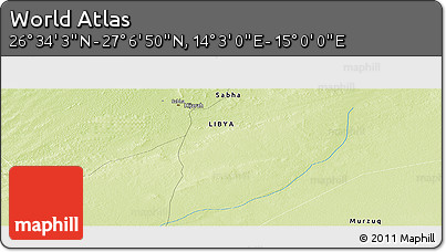 Physical Panoramic Map of the Area around 26° 50' 27" N, 14° 31' 30" E