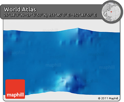 Physical 3D Map of the Area around 26° 50' 27" N, 152° 13' 29" E