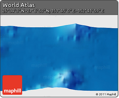 Physical 3D Map of the Area around 26° 50' 27" N, 152° 13' 29" E