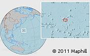 Gray Location Map of the area around 26° 50' 27" N, 152° 13' 29" E, hill shading