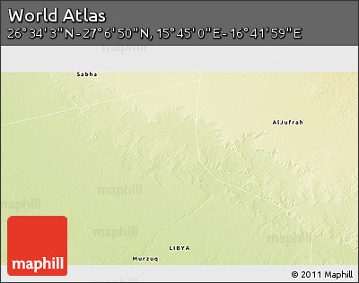 Physical 3D Map of the Area around 26° 50' 27" N, 16° 13' 30" E