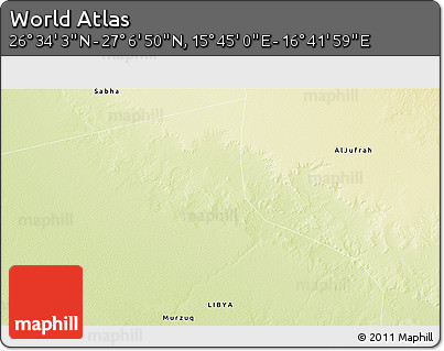 Physical 3D Map of the Area around 26° 50' 27" N, 16° 13' 30" E