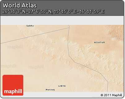 Satellite 3D Map of the Area around 26° 50' 27" N, 16° 13' 30" E