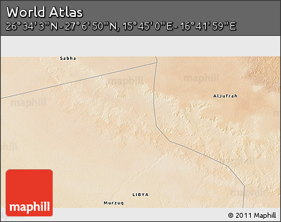 Satellite 3D Map of the Area around 26° 50' 27" N, 16° 13' 30" E