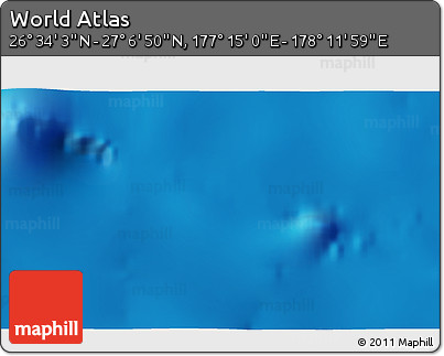 Physical 3D Map of the Area around 26° 50' 27" N, 177° 43' 29" E