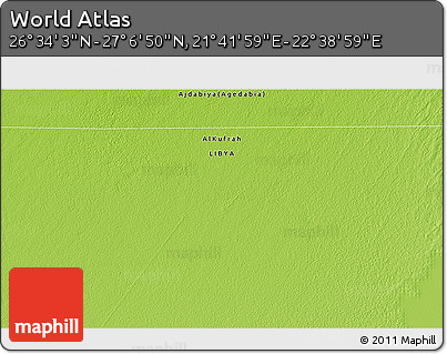 Physical 3D Map of the Area around 26° 50' 27" N, 22° 10' 29" E