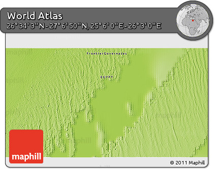 Physical 3D Map of the Area around 26° 50' 27" N, 25° 34' 30" E