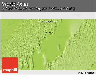 Physical 3D Map of the Area around 26° 50' 27" N, 25° 34' 30" E