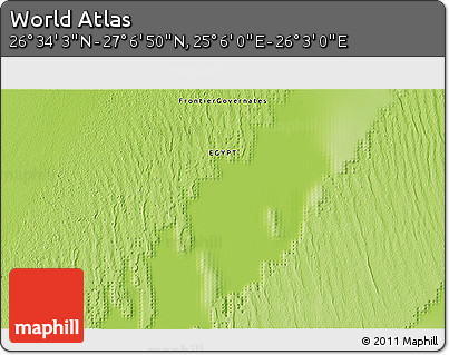 Physical 3D Map of the Area around 26° 50' 27" N, 25° 34' 30" E