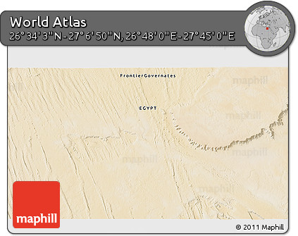 Satellite 3D Map of the Area around 26° 50' 27" N, 27° 16' 29" E