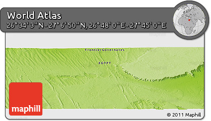Physical Panoramic Map of the Area around 26° 50' 27" N, 27° 16' 29" E