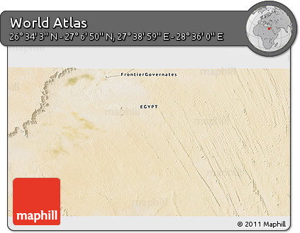 Satellite 3D Map of the Area around 26° 50' 27" N, 28° 7' 30" E