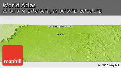 Physical Panoramic Map of the Area around 26° 50' 27" N, 28° 7' 30" E