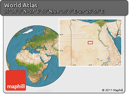 Satellite Location Map of the Area around 26° 50' 27" N, 28° 58' 30" E