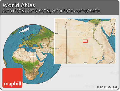 Satellite Location Map of the Area around 26° 50' 27" N, 28° 58' 30" E