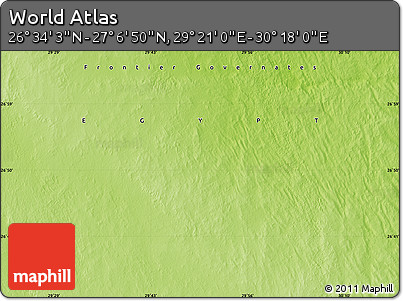 Physical Map of the Area around 26° 50' 27" N, 29° 49' 30" E