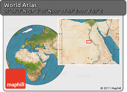 Satellite Location Map of the Area around 26° 50' 27" N, 30° 40' 29" E