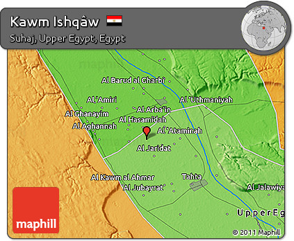 Political 3D Map of Kawm Ishqâw