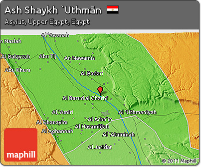 Political 3D Map of Ash Shaykh `Uthmān