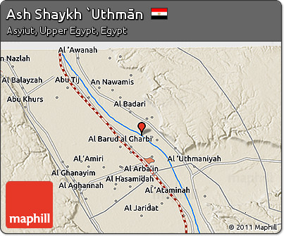Shaded Relief 3D Map of Ash Shaykh `Uthmān