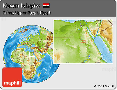 Physical Location Map of Kawm Ishqâw