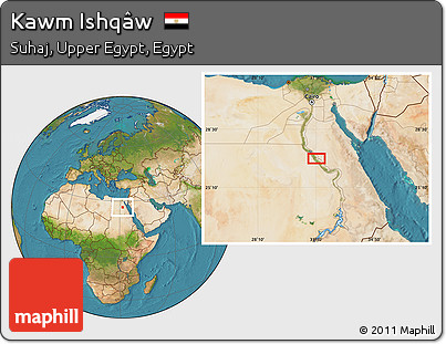 Satellite Location Map of Kawm Ishqâw
