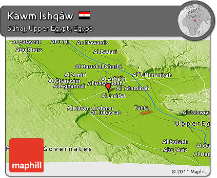 Physical Panoramic Map of Kawm Ishqâw