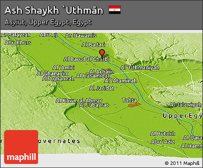 Physical Panoramic Map of Ash Shaykh `Uthmān