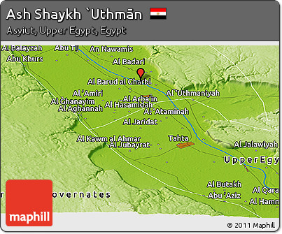 Physical Panoramic Map of Ash Shaykh `Uthmān