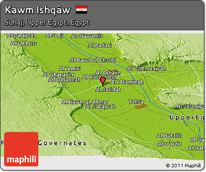 Physical Panoramic Map of Kawm Ishqâw