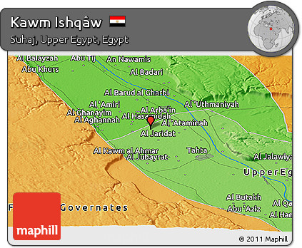 Political Panoramic Map of Kawm Ishqâw