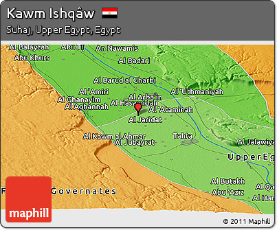 Political Panoramic Map of Kawm Ishqâw