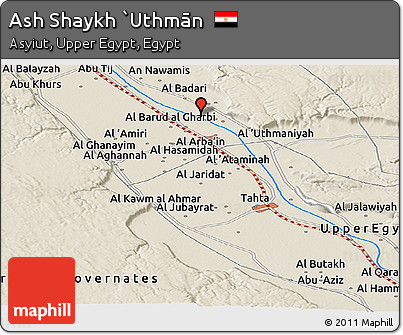 Shaded Relief Panoramic Map of Ash Shaykh `Uthmān