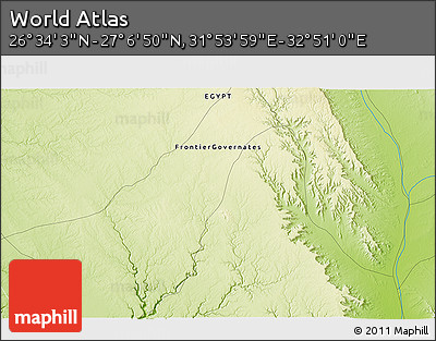 Physical 3D Map of the Area around 26° 50' 27" N, 32° 22' 30" E