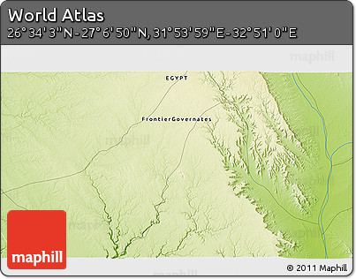 Physical 3D Map of the Area around 26° 50' 27" N, 32° 22' 30" E