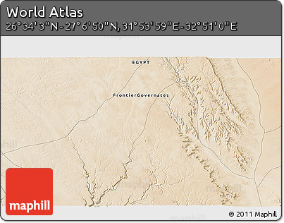 Satellite 3D Map of the Area around 26° 50' 27" N, 32° 22' 30" E
