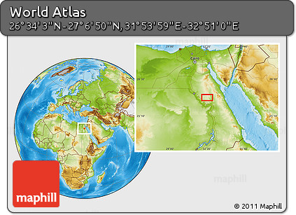 Physical Location Map of the Area around 26° 50' 27" N, 32° 22' 30" E