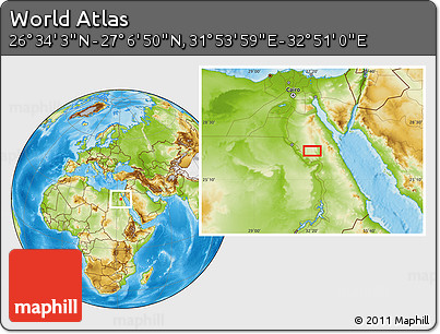 Physical Location Map of the Area around 26° 50' 27" N, 32° 22' 30" E