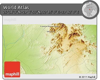 Physical 3D Map of the Area around 26° 50' 27" N, 33° 13' 30" E