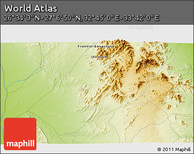 Physical 3D Map of the Area around 26° 50' 27" N, 33° 13' 30" E