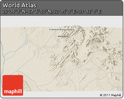 Shaded Relief 3D Map of the Area around 26° 50' 27" N, 33° 13' 30" E