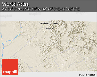 Shaded Relief 3D Map of the Area around 26° 50' 27" N, 33° 13' 30" E
