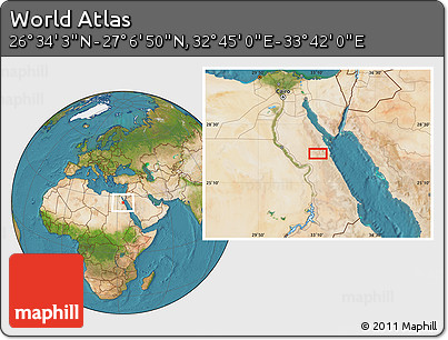 Satellite Location Map of the Area around 26° 50' 27" N, 33° 13' 30" E