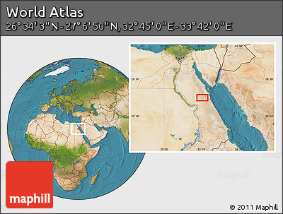 Satellite Location Map of the Area around 26° 50' 27" N, 33° 13' 30" E