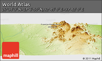 Physical Panoramic Map of the Area around 26° 50' 27" N, 33° 13' 30" E