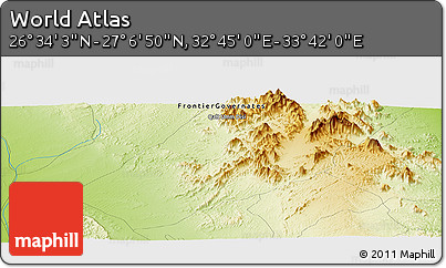 Physical Panoramic Map of the Area around 26° 50' 27" N, 33° 13' 30" E
